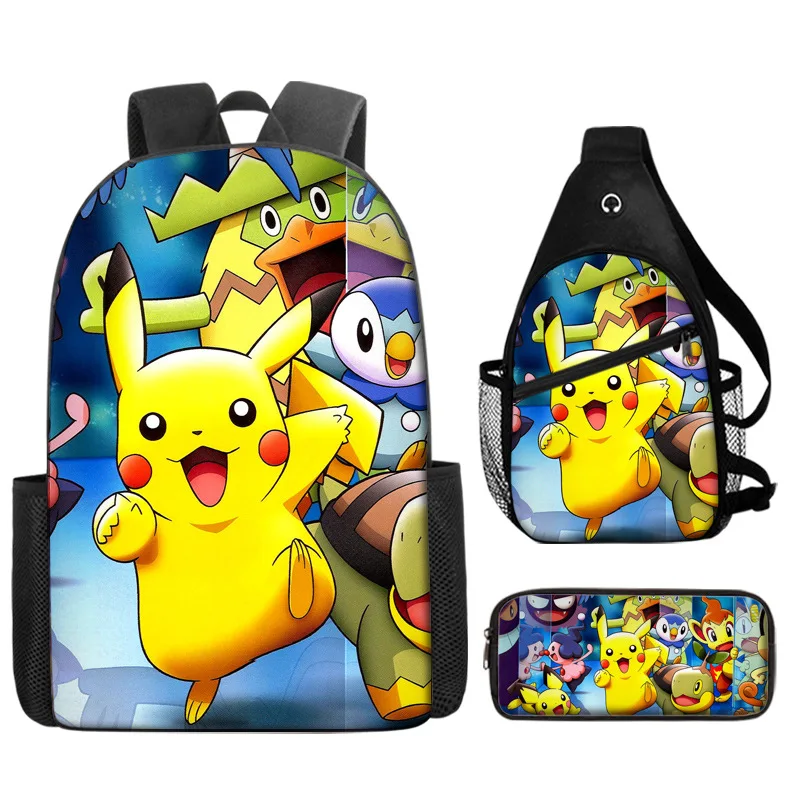 

Рюкзак Pikachu для учеников начальной и средней школы, школьный ранец для мальчиков и девочек с мультипликационным рисунком из аниме