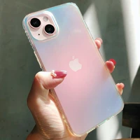 luxury laser gradient clear case for iphone 13 12 11 pro max xr xs x 7 8 plus se 2 airbag shockproof silicone transparent cover