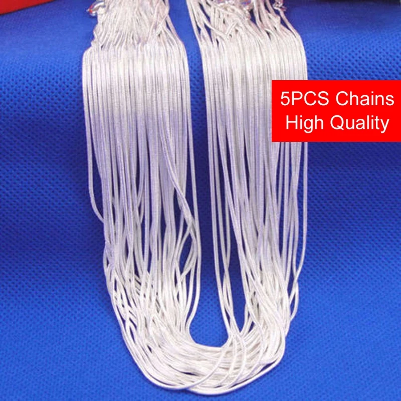 5 шт. серебряная змеиная цепочка 16-30 дюймов