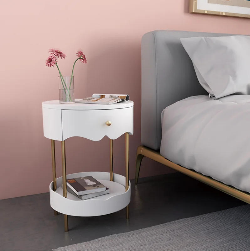 

New light luxury Nordic bedside table bedroom small white beside table
