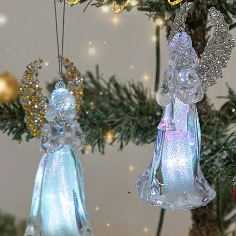 3D украшение в виде ангела подвесной кулон с крыльями красочная Светодиодная