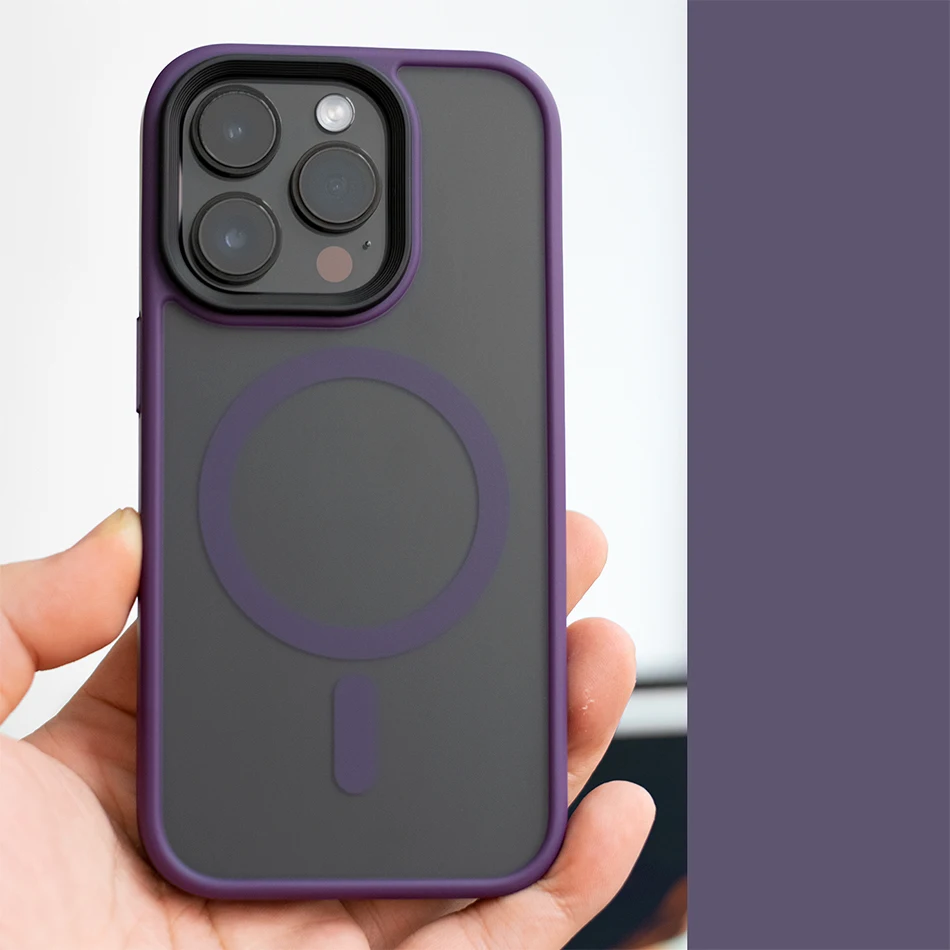 Luxury Transparent Matte Magnetic For Magsafe Wireless Charger Case For iPhone 14 13 11 12 Pro Max Plus Armor Shockpoor Cover