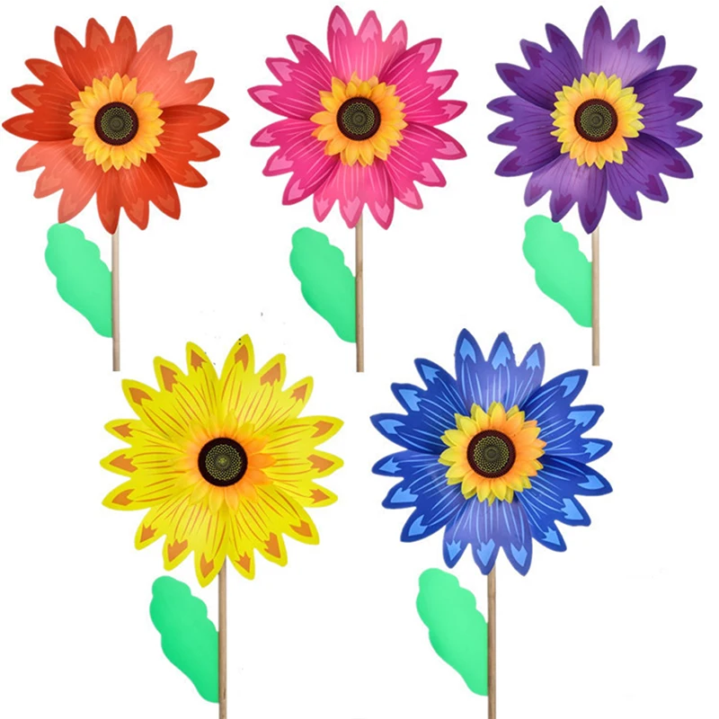 

Sunflower Windmills for Garden Wooden Pole Outdoor Decoration Site Layout Colorful Pinwheels Children Toys Gifts Funny Games