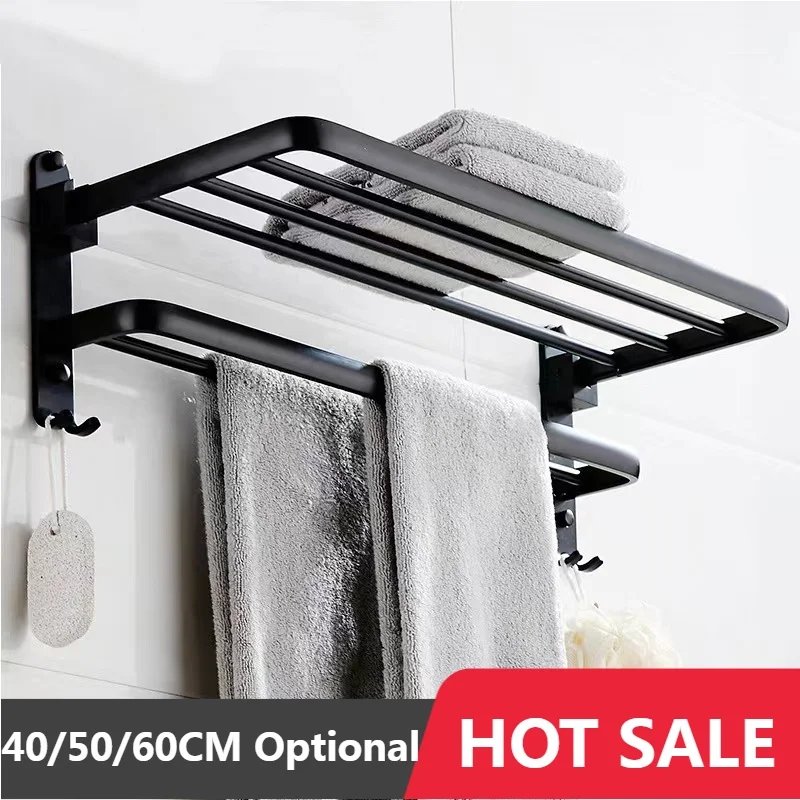 Rack Black Non Drilling Movable Wall Mounted Bracket Aluminum Shower Rack Bathroom Accessories