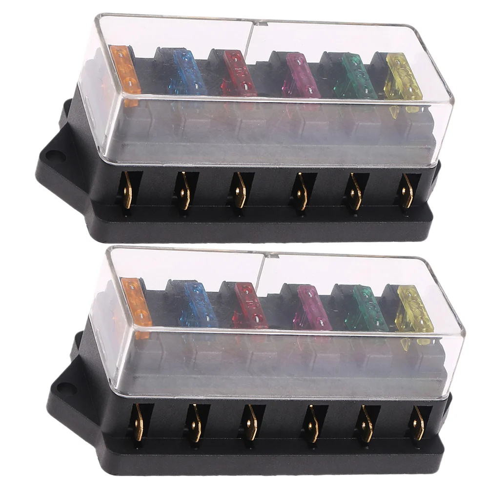 

2pcs 6 Way Fuse Box Holder Blocks Automobiles Accessories for Trucks Black