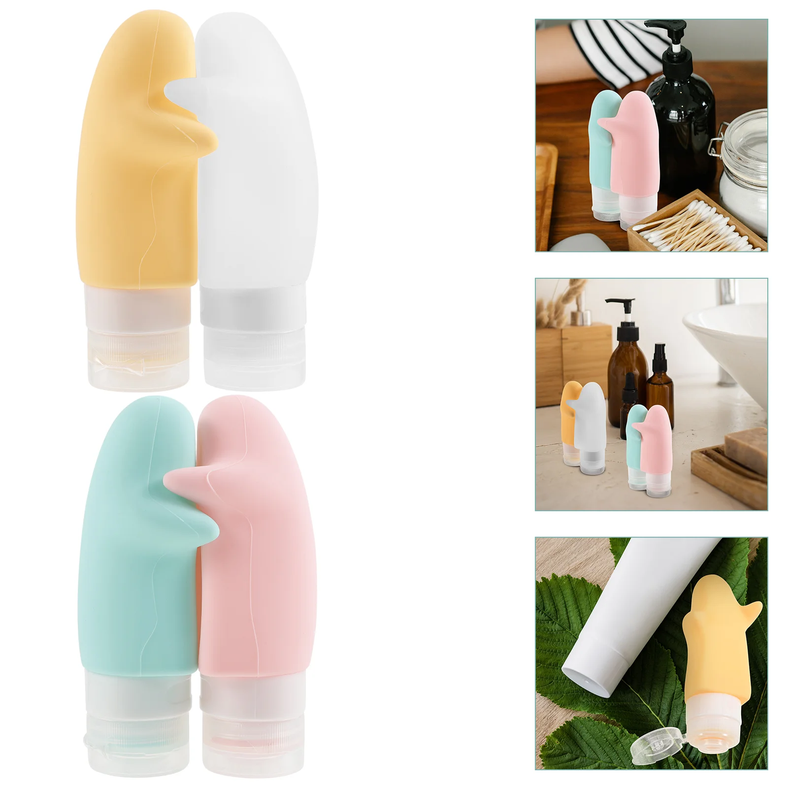

4pcs Empty Bottles Travel Toiletry Dispensers Refillable Squeeze Bottles(90ml)