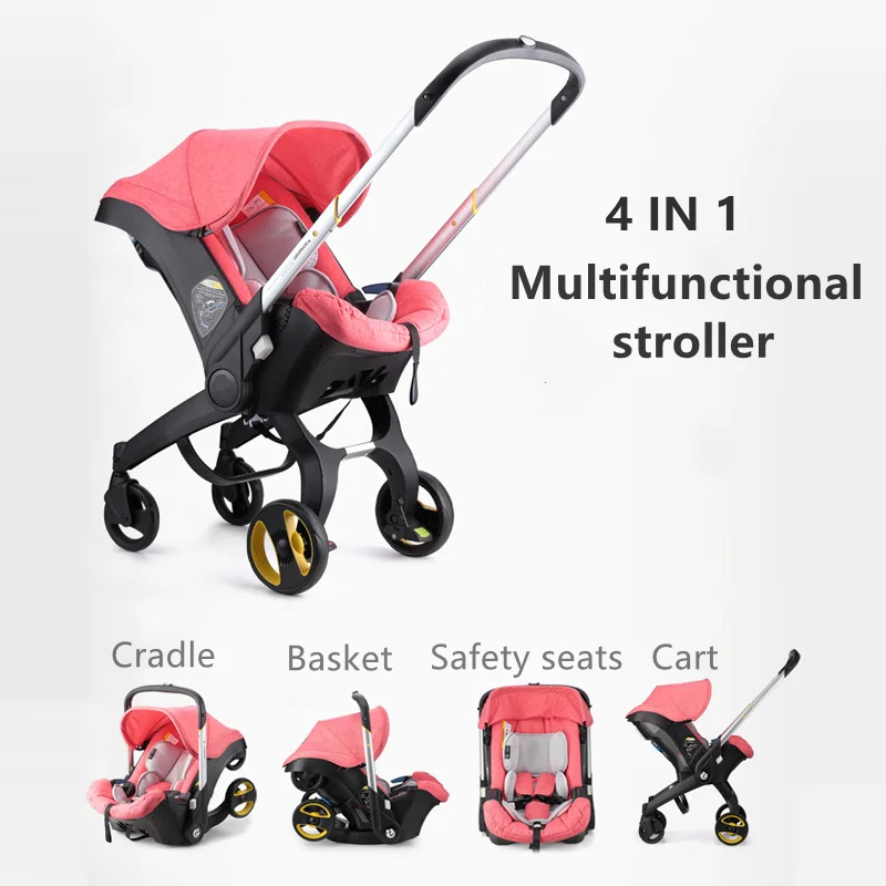 

Free Shipping 4 IN 1 Car Seat Stroller Baby Carriage Basket Portable Travel Baby Stroller with 3 In 1 Safety Seat for 0-3 Years