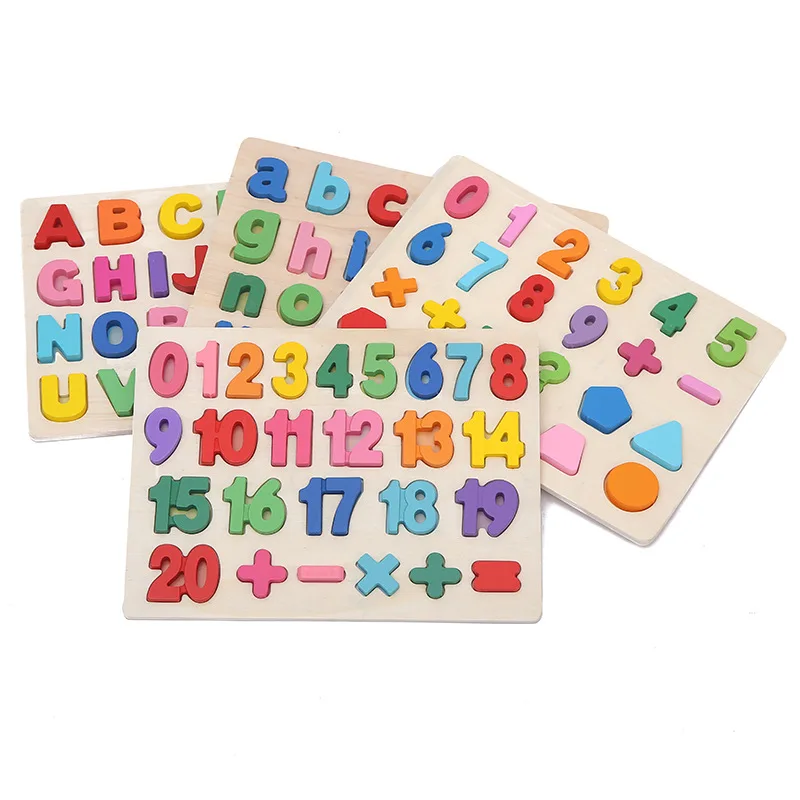 

Детские игрушки деревянный пазл Алфавит цифры подходящая форма 3D головоломка настольная игра Деревянные Монтессори обучающие игрушки для детей подарок