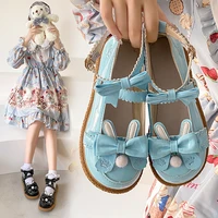 kawaii blue lolita shoes girls cute sweet jk college wind mary jane shoes japanese 2022 new flat zapatos lolita cosplayshoes