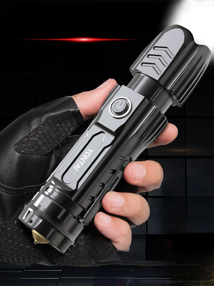 

Waterproof Flashlight Battery Spring Led Rechargeable Police Equipment Torches Portable Taschenlampe Birthday Present 120920