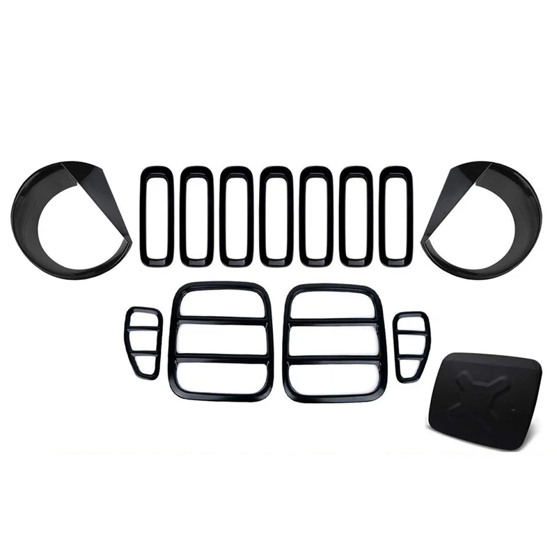 

Front Mesh Grilles & Headlight and Taillight Covers & Door Fuel Filler Cap for Jeep Renegade 2016-2020 Exterior Trim Kit