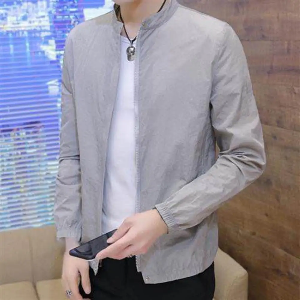 

Excellent Zipper Closure Solid Color Cardigan Jacket Spring Summer Outdoor Coat M-3XL Summer Jacket Casual Wear