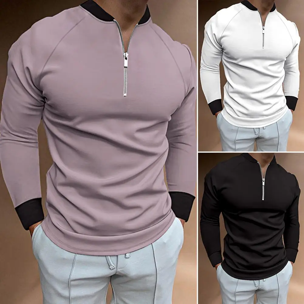Купи Shirt Top Long Sleeves Stretchy Simple Casual Patchwork Color Office Shirt Top Sweat Absorbing Men T-shirt Daily Clothing за 322 рублей в магазине AliExpress