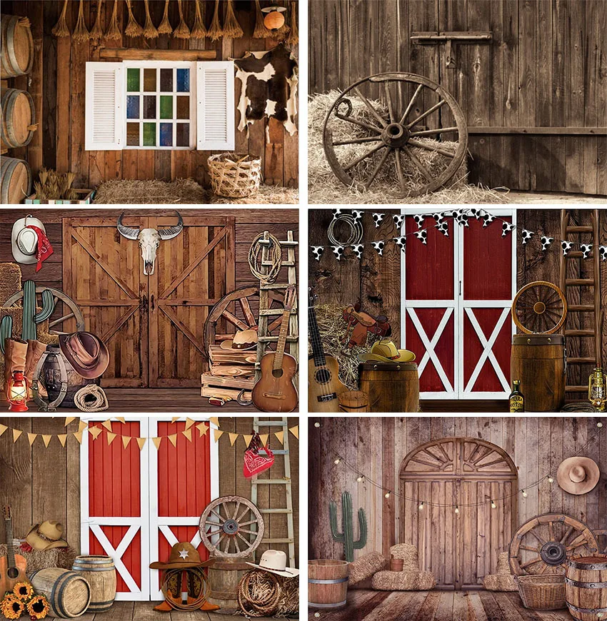 

Cowboy Decorations Backdrop Western Party Decorations Rustic Background Banner Props Barn Farm Wild West Party Photo Backdrop