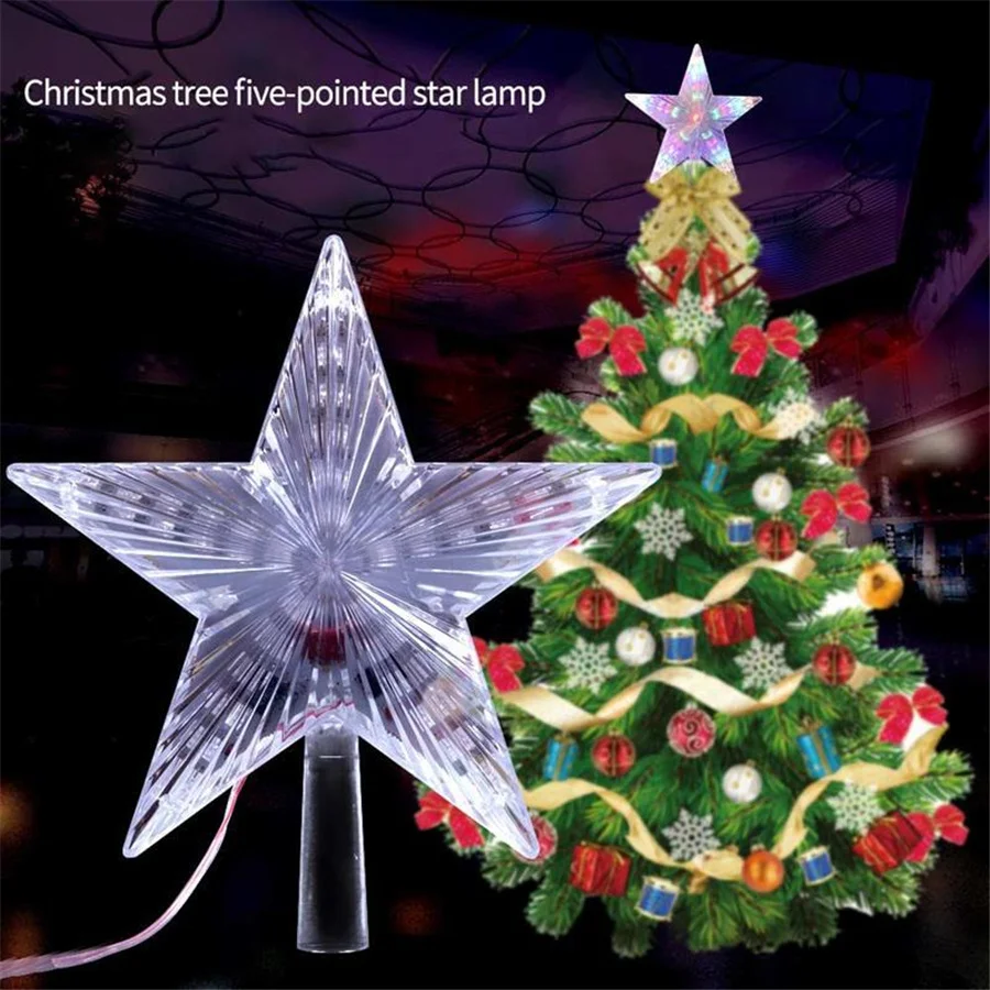 LED Christmas Tree Top Five-pointed Star String Light 220V EU Plug Fairy Garden Lights Garland for Home Party Wedding Decoration