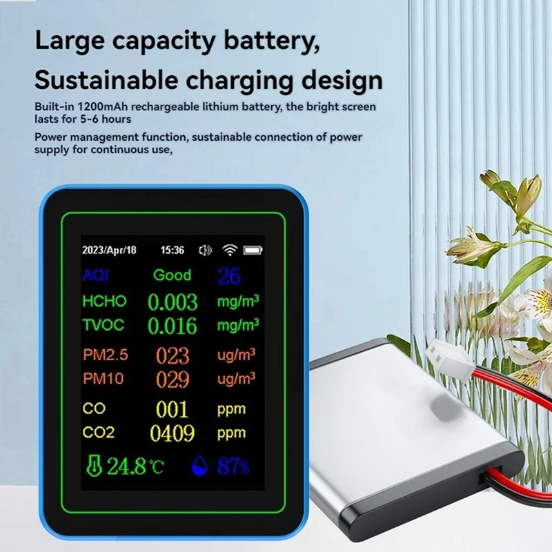 Wifi 12 в 1 монитор качества воздуха Tuya многофункциональный PM2.5 AQI PM1O HCHO TVOC CO CO2 экран