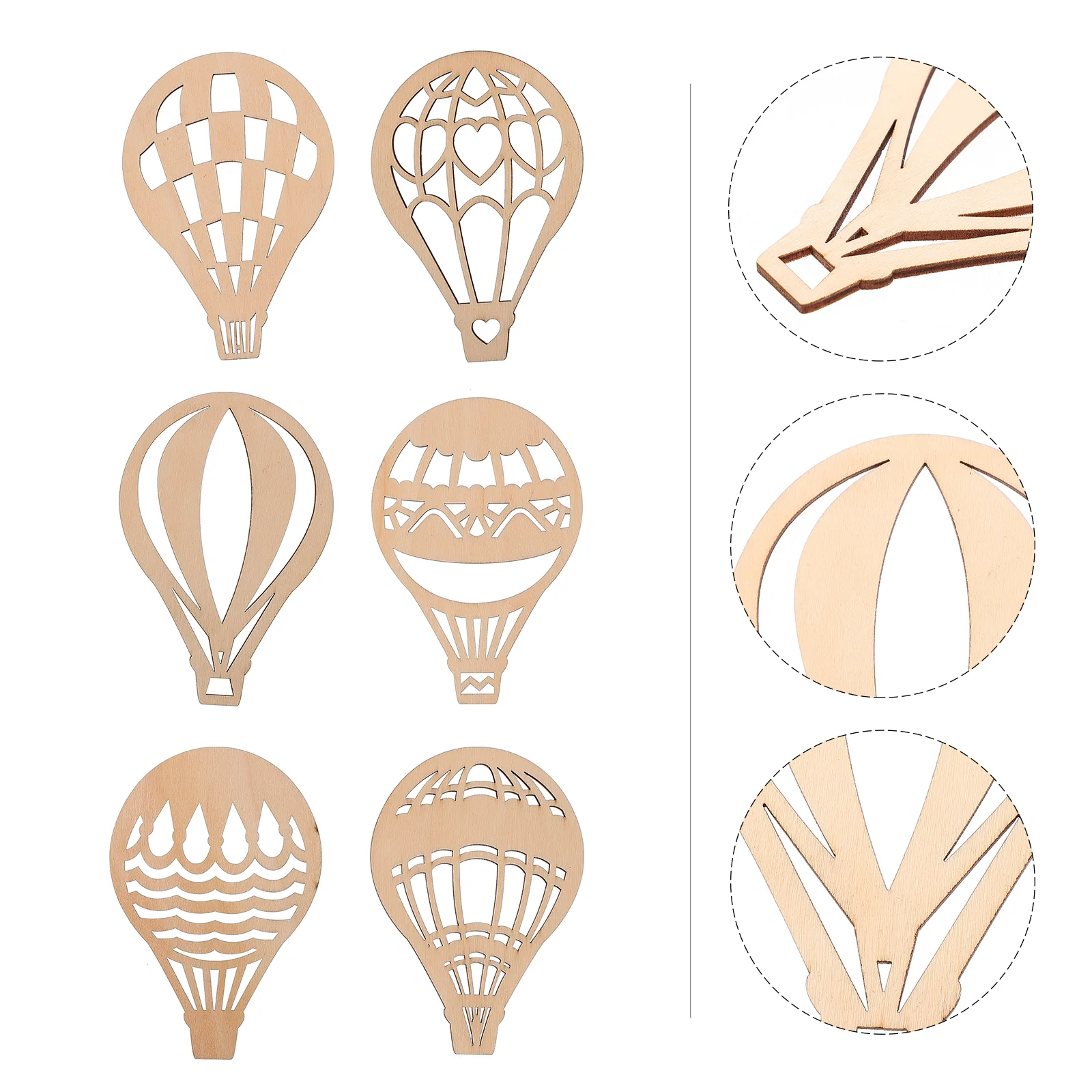 

30 Pcs Decoration Home Wood Cutout Crafts Spring Wooden Shapes Unfinished Slices Woodsy Hot Air Balloon Sawdust Pendant