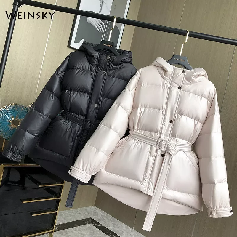 2022NEW Women Thick Warm Down Jacket Hooded White Duck Jackets Winter Coats Parkas Female Fashion Outwear