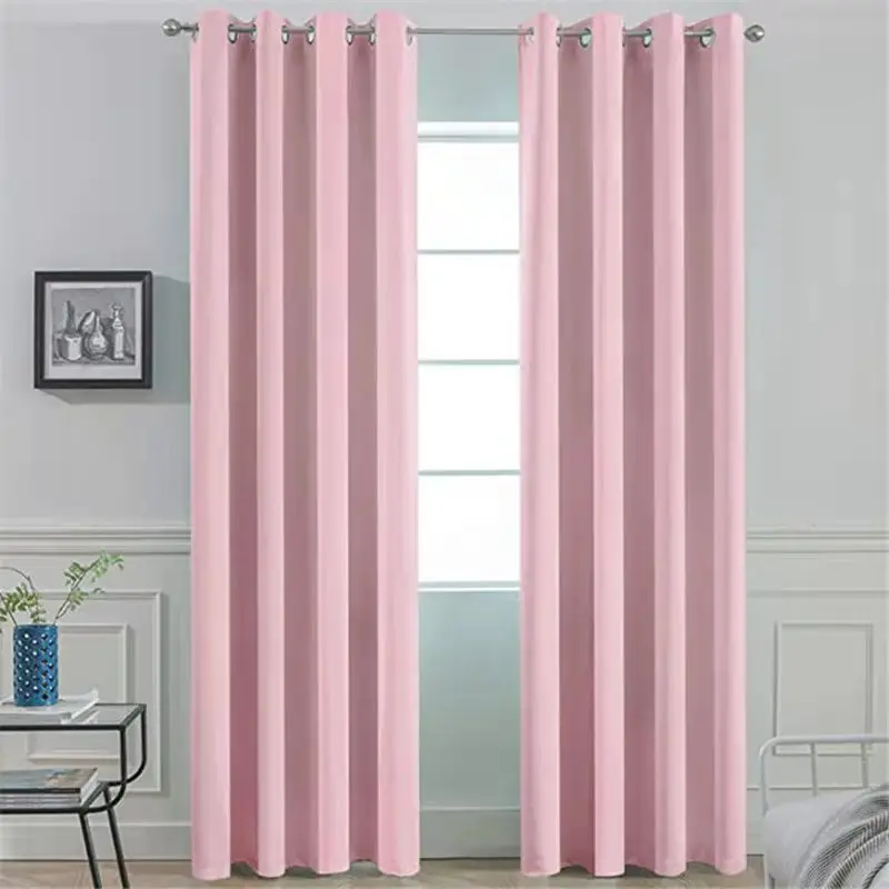 

Pink Beige Blackout Curtains for Bedroom Grommet Thermal Insulated Room Black Curtains for Living Room Home Decor
