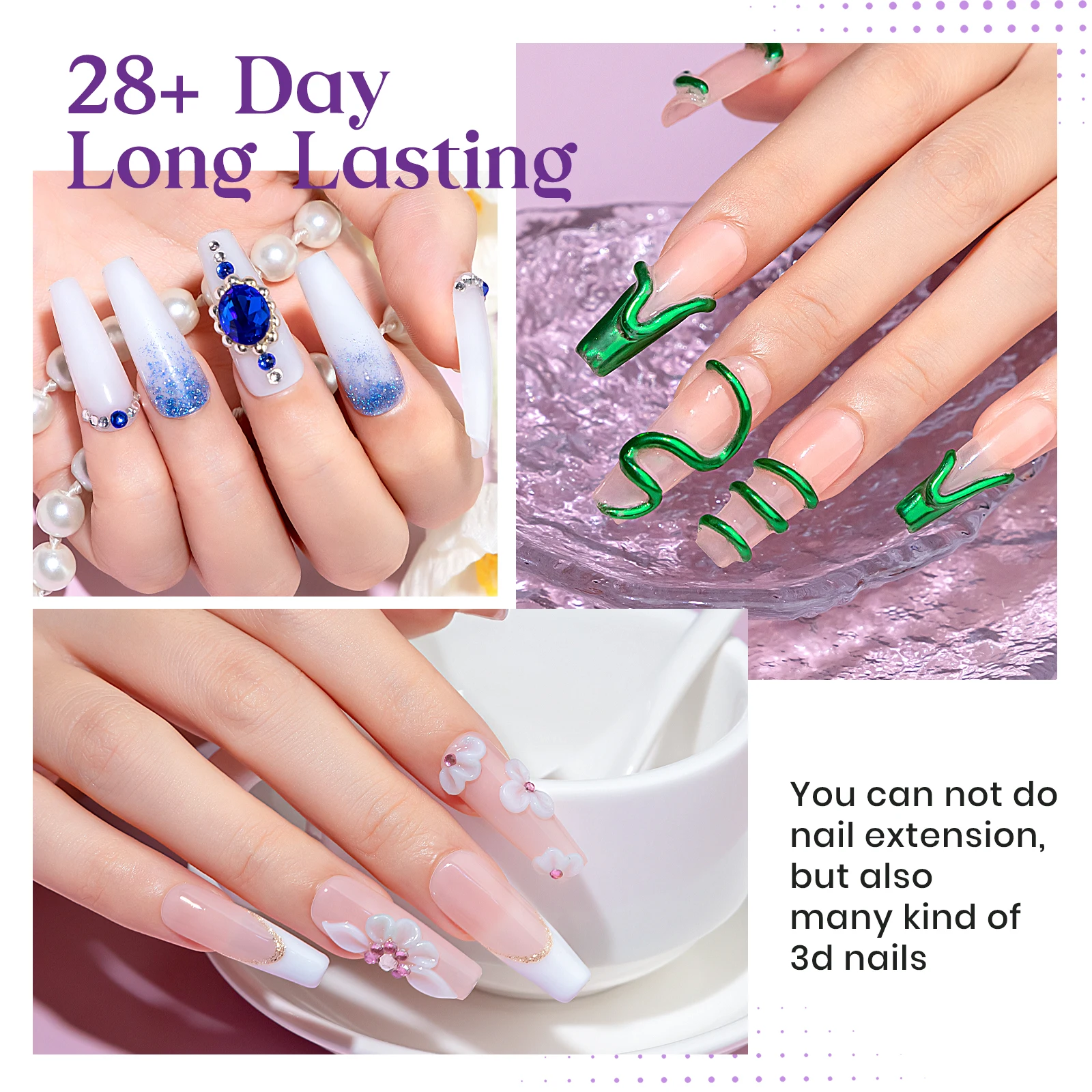 MIZHSE 60G Solid Builder Gel Nails Kit For Quick Non Stick Hand Extension Nail Soak Off UV Led Building Set