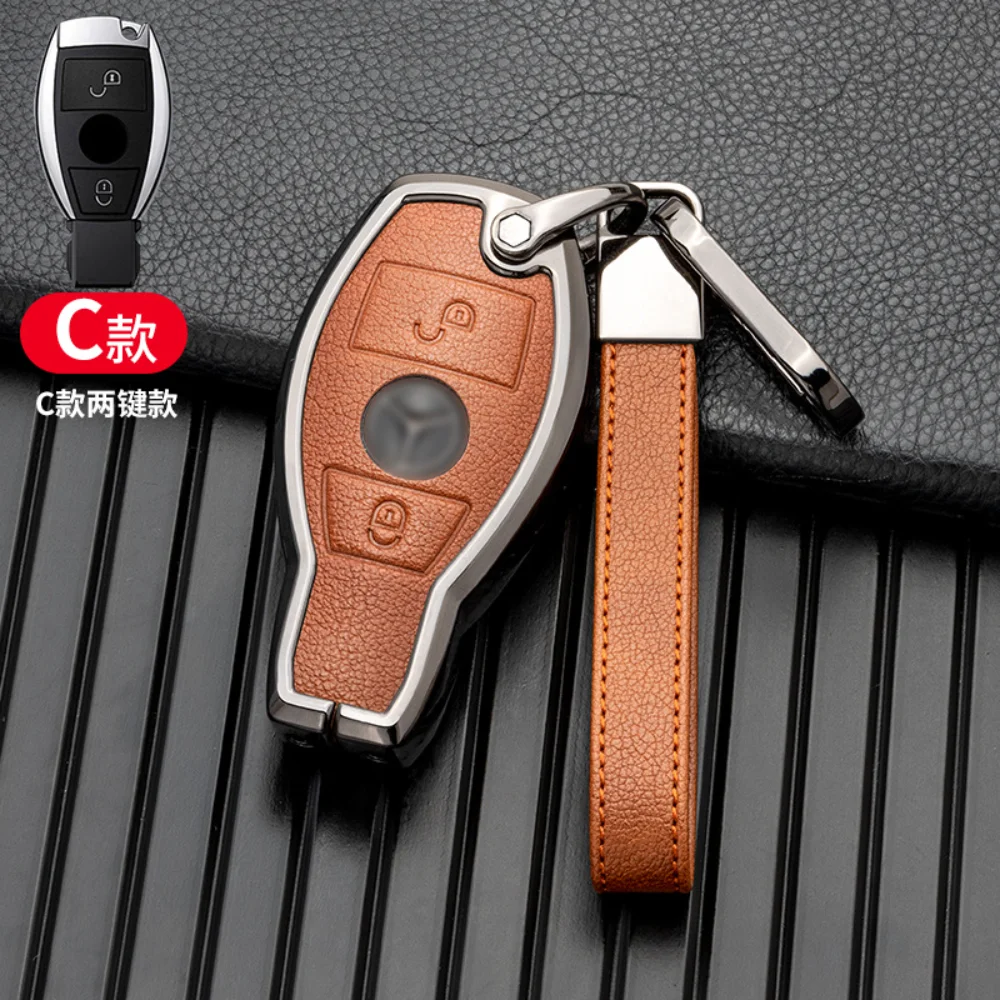 

2 Button Leather Car Remote Key Fob Cover Case Protector for Mercedes Benz A B R G Class GLK GLA W204 W251 W463 W176 Accessories