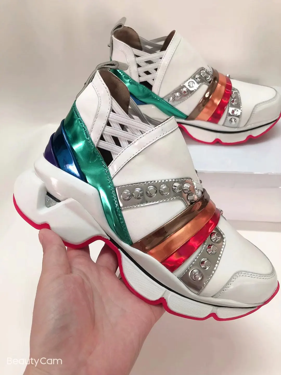 

Brand Real White Leather Red Outsole Men's Women's Shoes Flats Casual Sneakers Designer Unisex