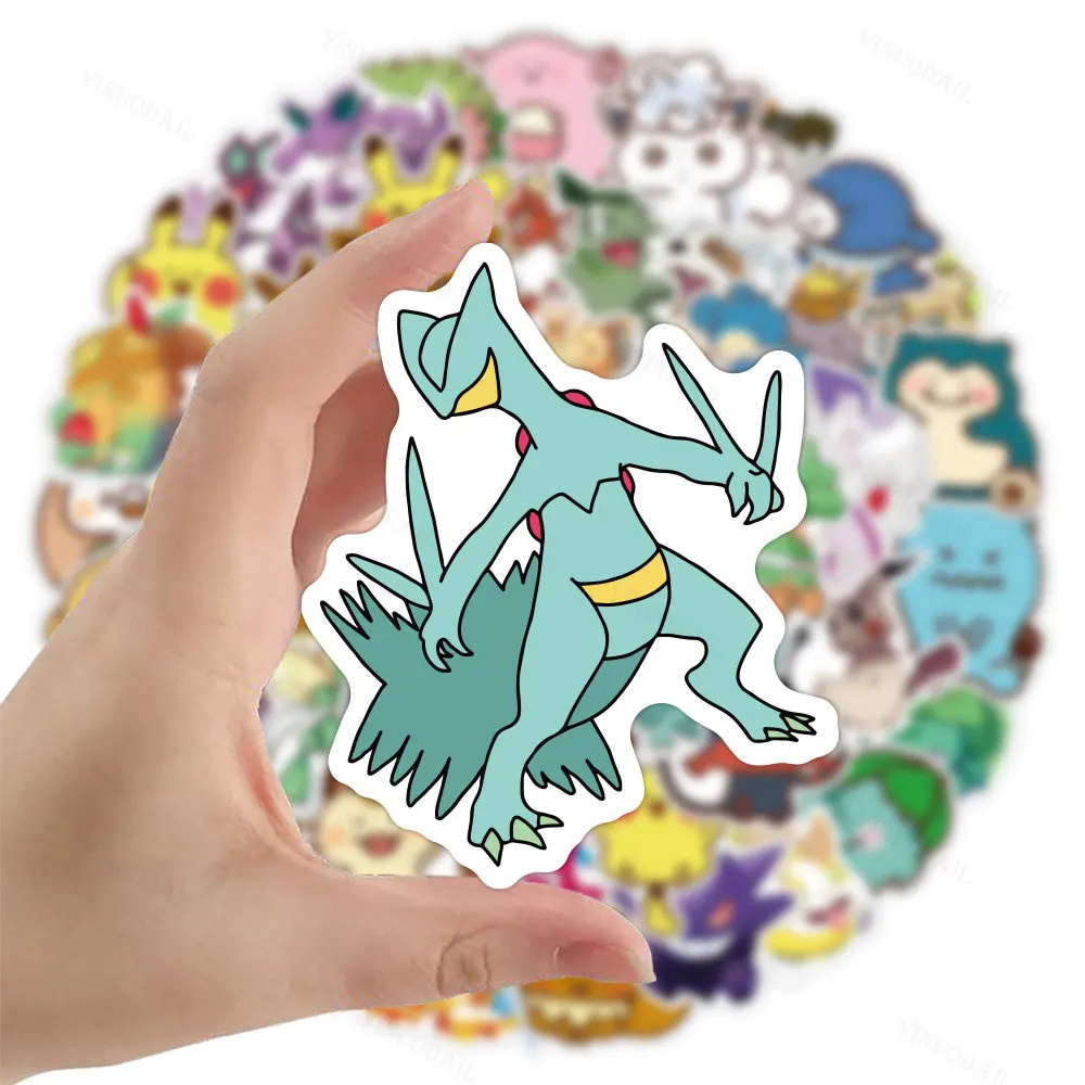 

100pcs Pokemon Cute Cartoon Stickers for Laptop Scrapbooking Luggage Phone Waterproof Anime Decals Kawaii Kids Sticker Pack