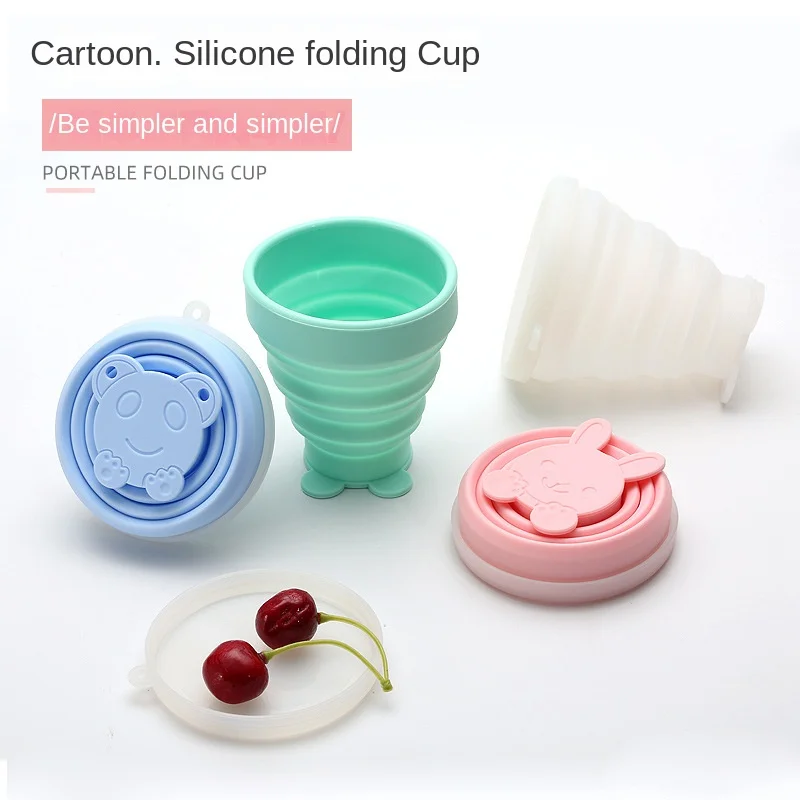 

Silicone Folding Mug Travel Cartoon Silicone Mouthwash Mug All Silicone Travel Portable Retractable Mug