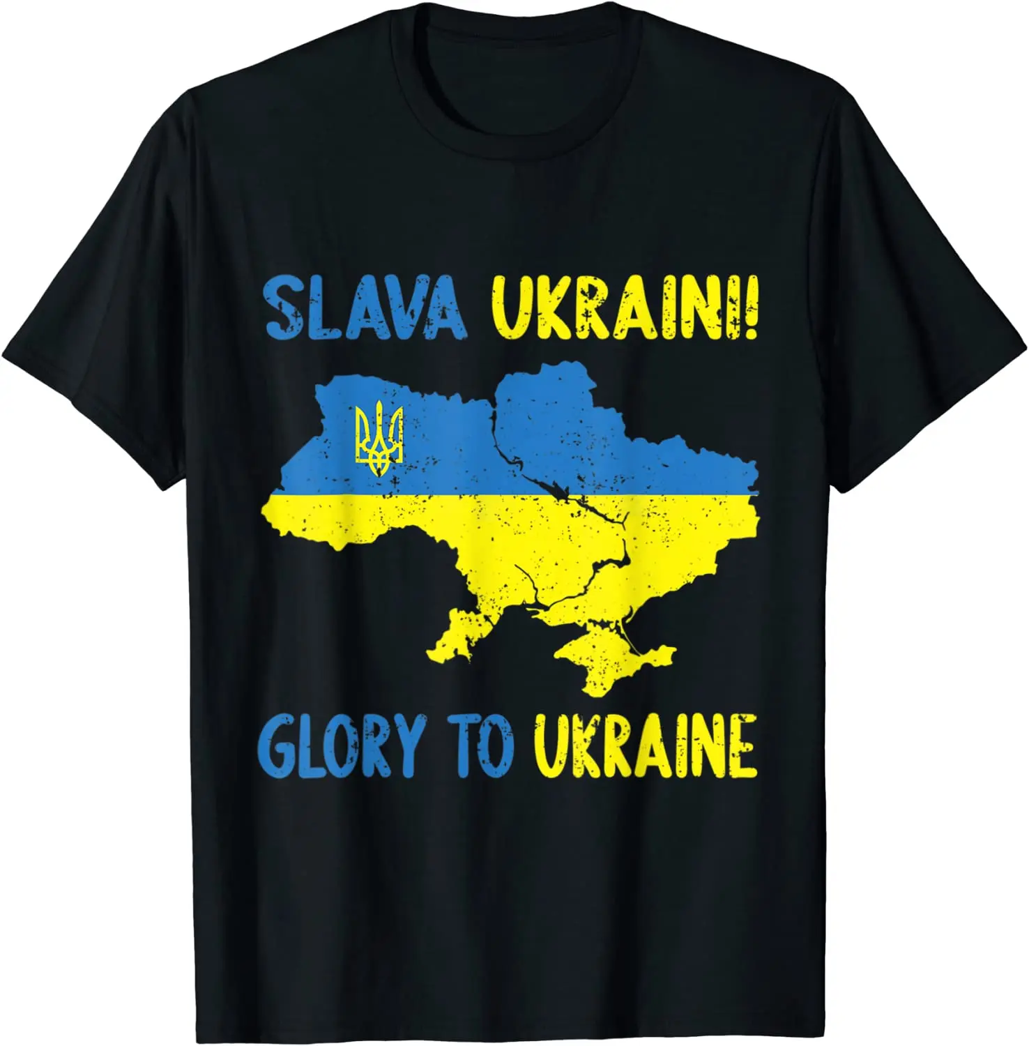 

Slava Ukraini Ukraine Map Flag Coat of Arms Pride T-Shirt Short Sleeve Casual 100% Cotton O-Neck Summer TShirt