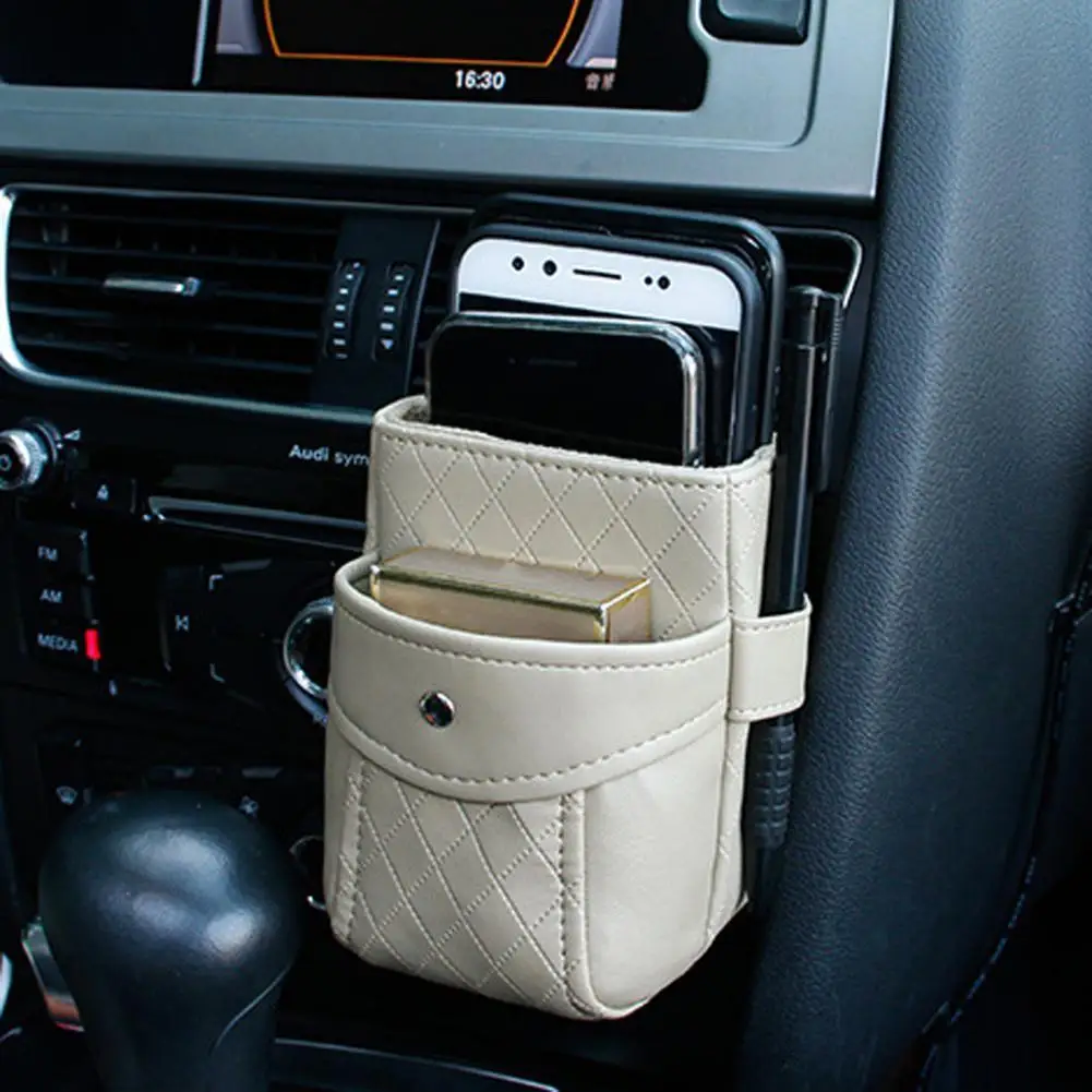 

Car Air Outlet Pouch Faux Car Air Outlet Pocket Space-saving Convenient Drip-proof Air Outlet Storage Case Interior Accessories