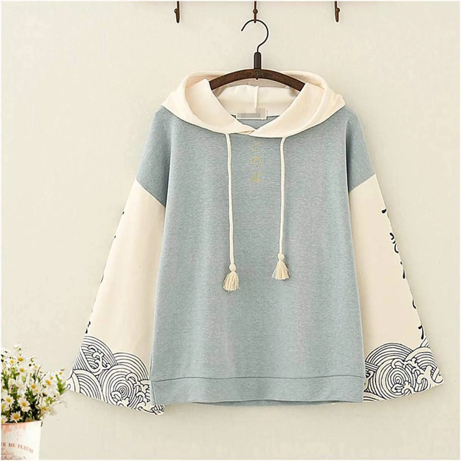 

Winter Autumn Blouse Hooded Fashion Sweater and Women's Loose Women's Blouse Long Sleeve Lace Arm Shirt Snake Print Blouse