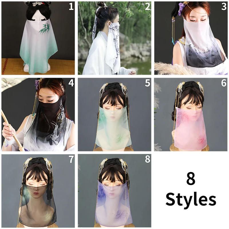Элегантная Античная шифоновая вуаль Hanfu, защитная маска для лица, костюм ханьфу из древнего китайского фарфора, Женские аксессуары для косплея, фата (art.: 3920c8dabdfd6) - 3920c8dabdfd6
