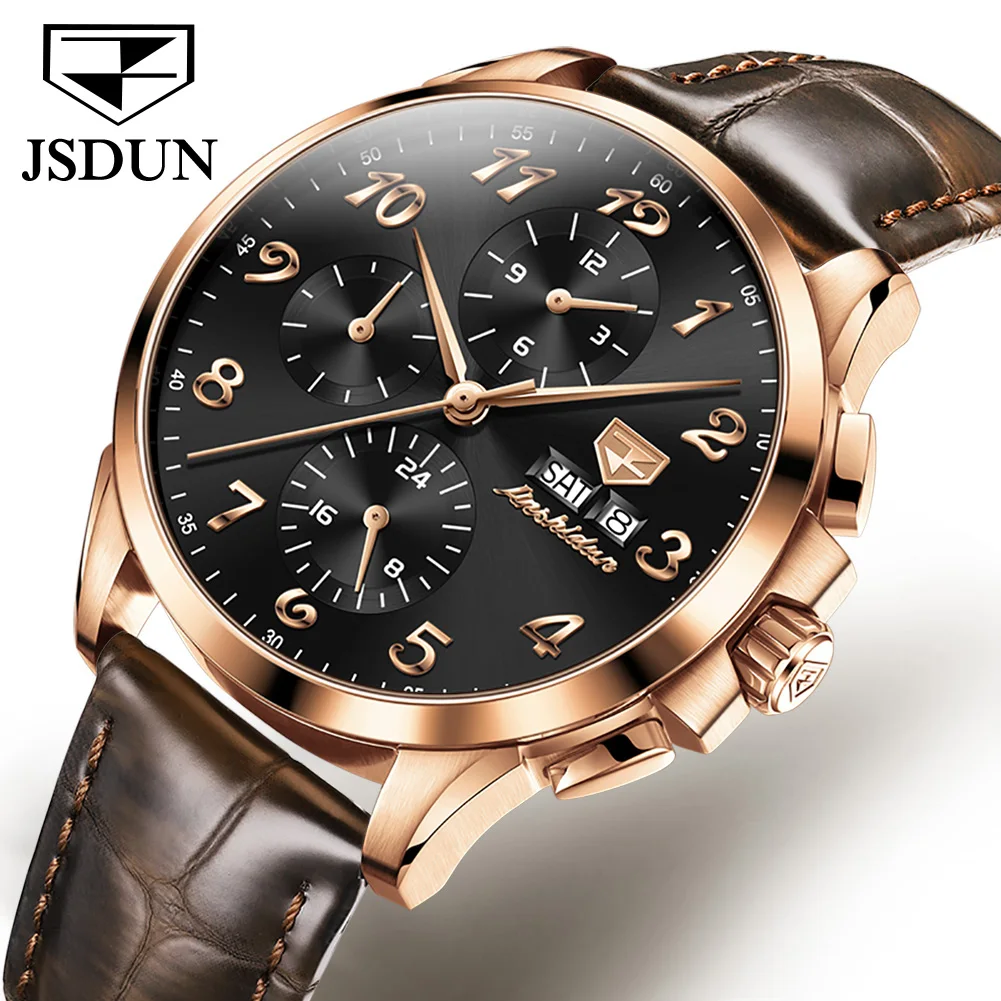 

JSDUN 42mm Sapphire Mens Fashion Mechanical Watches Business Automatic Wristwatch Chronograph Luminous Designer Clock 8914