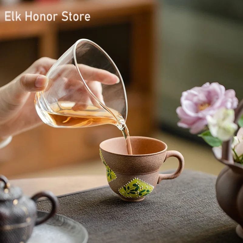 Чашка керамическая в стиле ретро старинная грязевая кружка ручная роспись для