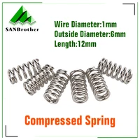 10pcslot 1mm stainless steel cylidrical coil compression micro small compression spring od 6mm length 12mm