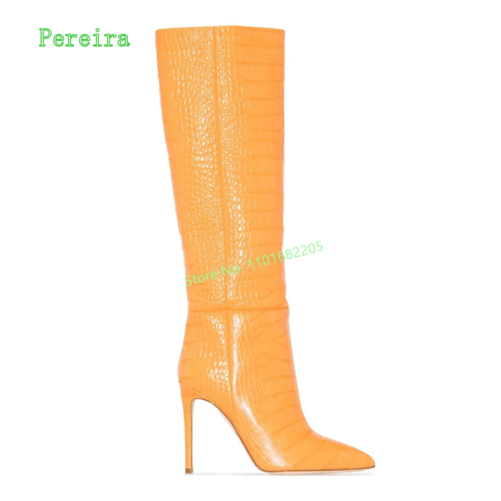 

Yellow Serpentine Fashion Boots 2022 Women's Winter Solid Pointed Toe Thin High Heel Party Plus Size Shoes For Free Shipping