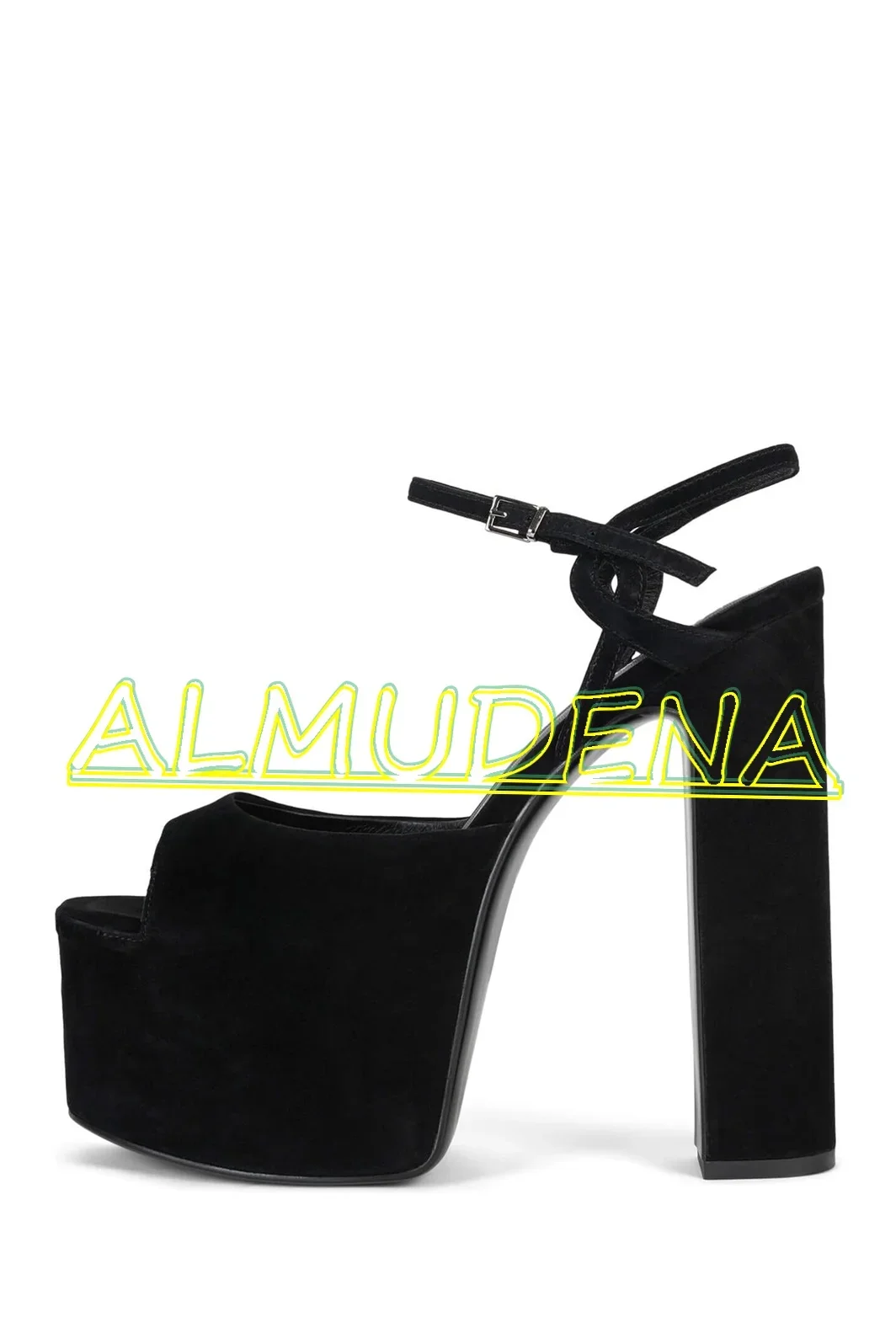 Замшевые летние сандалии на платформе с открытой пяткой однотонные женские