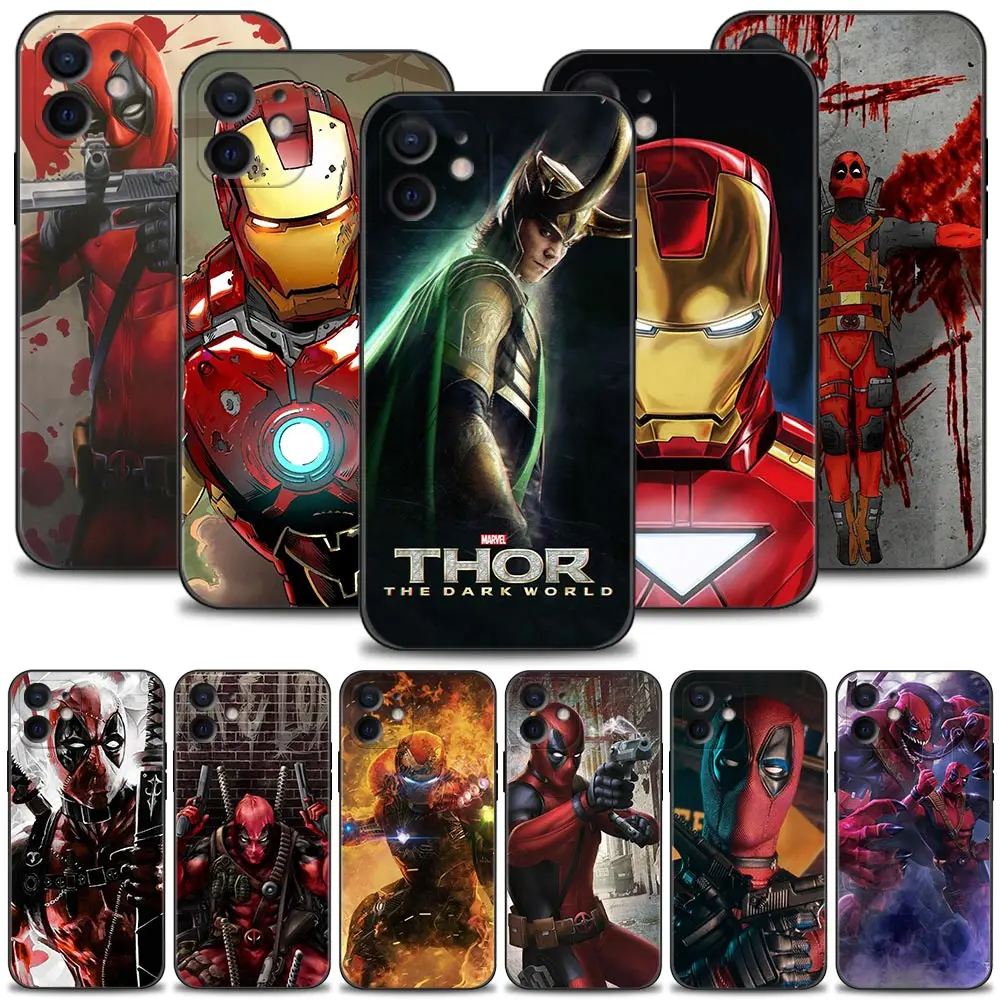 

Phone Case For iPhone 14 11 13 12 Pro Max Mini 13ProMax for iPhone XS Max XR X SE(2022) 7 8 6 Plus Capa Deadpool Iron Man Marvel