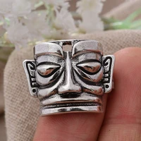 30 silver plated retro style ancient human mask unisex hand rings original jewelry for women men birthday gifts no fade