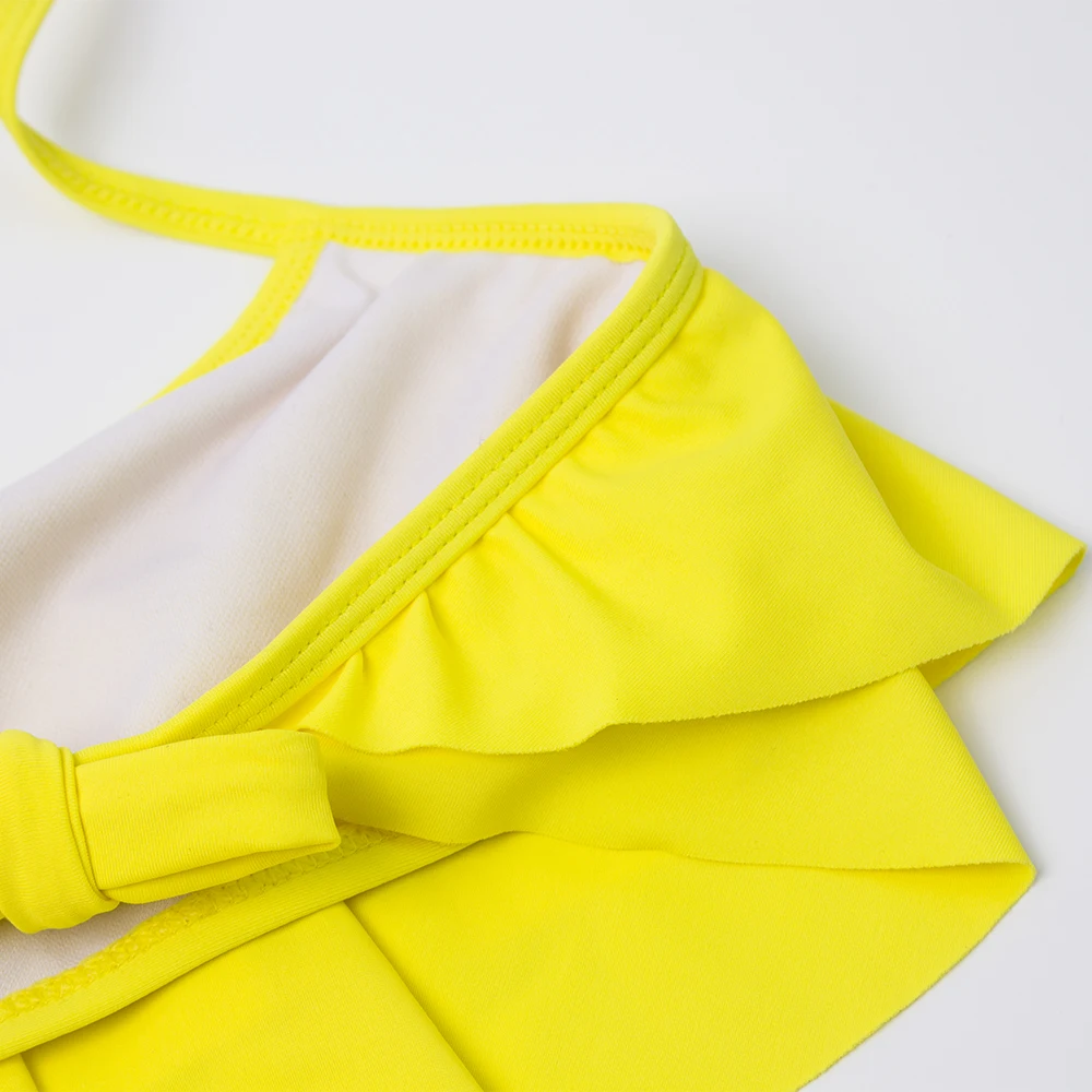 Новинка детский купальник с оборками и завышенной талией для девочек лямкой на