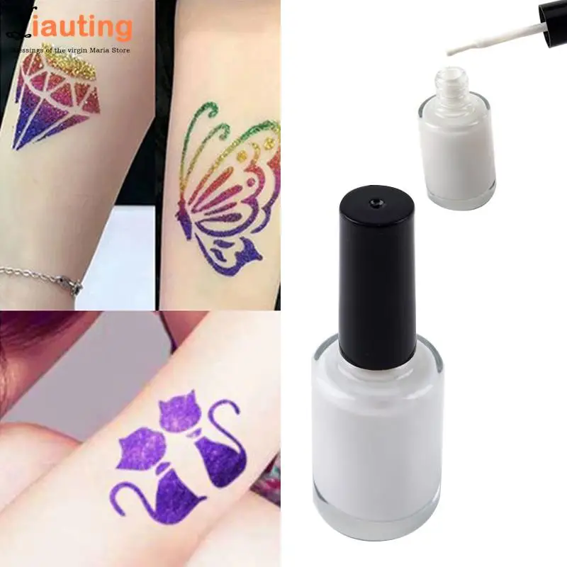 

Clear Glitter Powder Tattoo White Gel Flash Powder Tattoo Glue Long Lasting Body Art Paint Waterproof Nails Gel Beauty Tool
