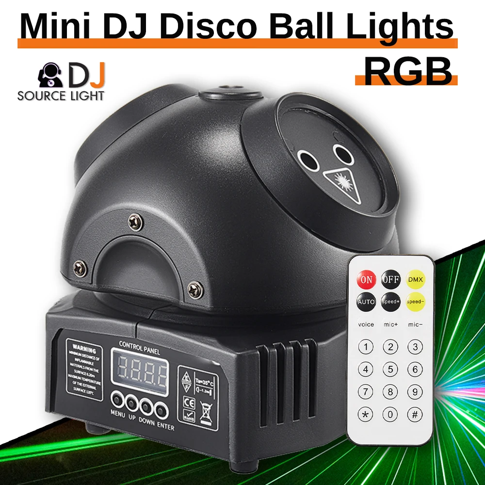 YUER Mini DJ Disco Ball Lights Beam Красный Зеленый Синий Лазерные движущиеся головные фонари