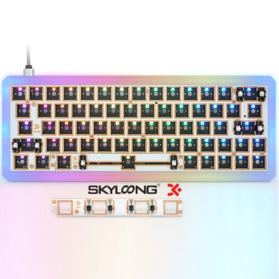 

2023 New PC Transparent Case RGB Hot Swap GK64 DIY Keyboard Kit Custom Mechanical Keyboard Kit
