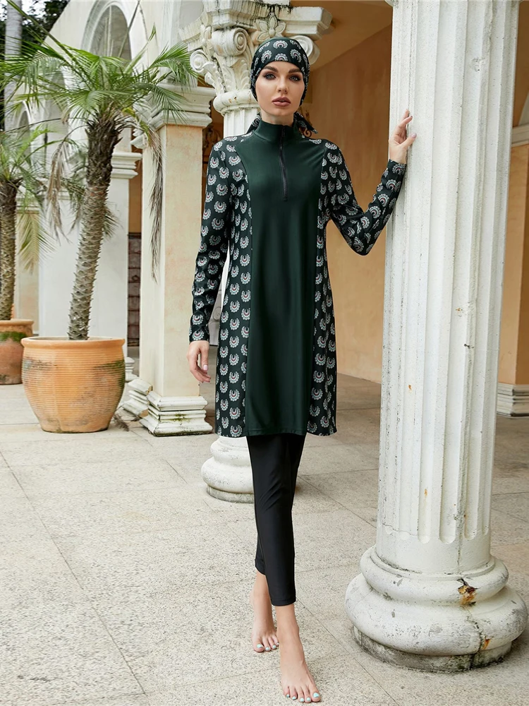 Roupa de Banho Mulheres Muçulmanas Abaya Dubai Árabe Turquia Israel Roupa Modesta Hijab Maiô Topos Burkini Conjunto Femme Mussulmane Conjuntos