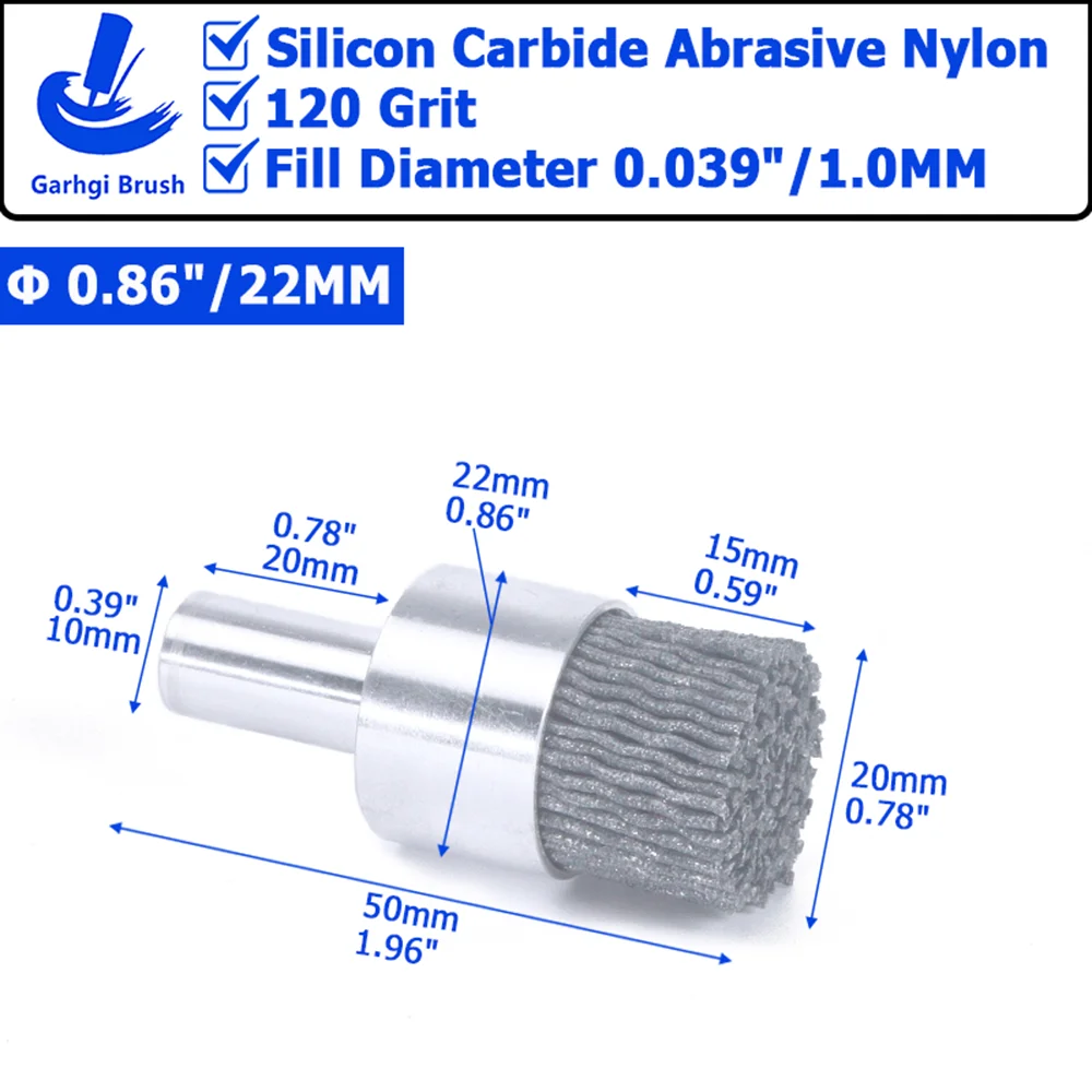 Карбид кремния, абразивная нейлоновая концевая щетка, чистка небольшого пространства, удаление заусенцев, чугунная сталь, нержавеющая сталь, полировка металла, шлифовка