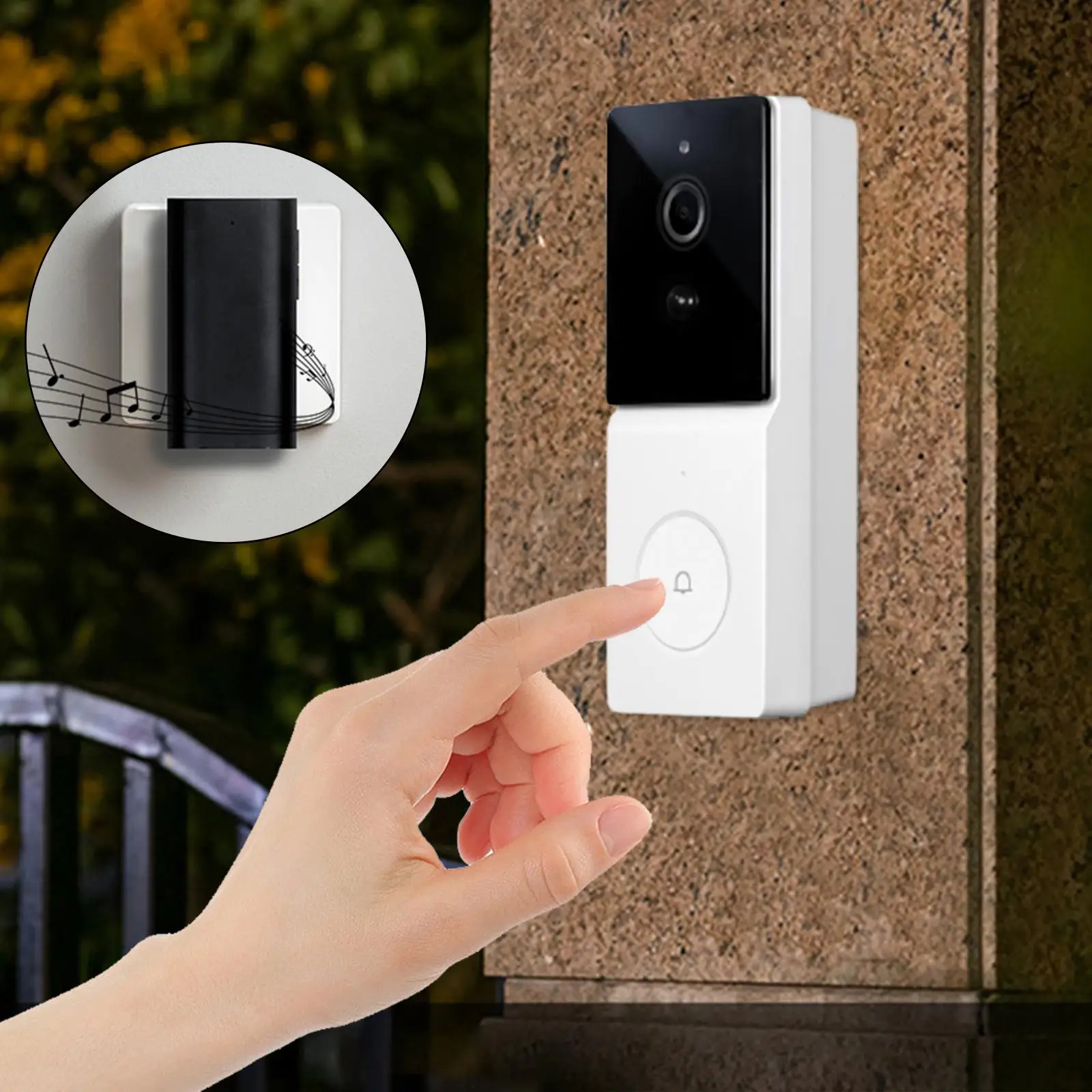 Wireless Door Bell Battery Powered Two Way Audio Waterproof 
