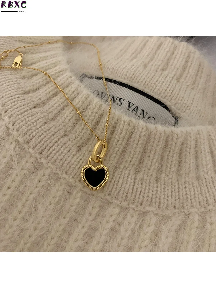 

South Korea Light Luxury Niche Double Sided Love Necklace Women 2022 New Ins Versatile Sweater Chain Neck Chain Women