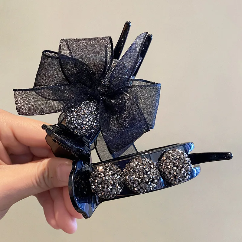 Модный акриловый зажим стразы для волос в форме банта женщин заколка конского