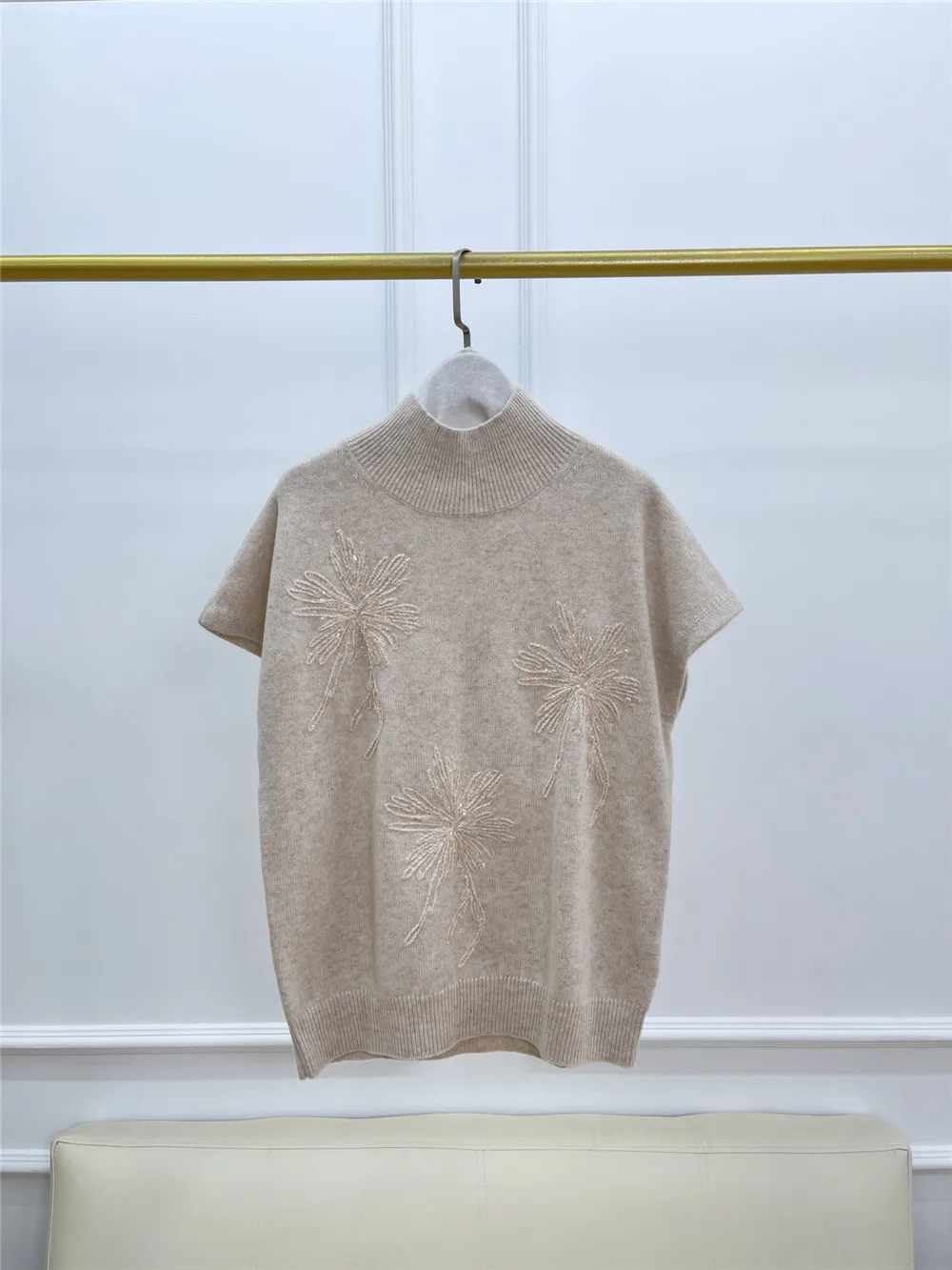 Высококачественный Женский плотный кашемировый пуловер с цветочной вышивкой
