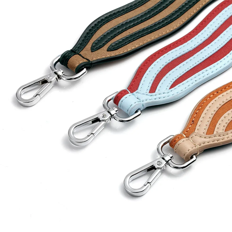 Wide Shoulder Strap High Quality Solid Color Bag Strap Wave Pattern Strap New Fashion PU Leather Bag Handle Accessory Travel